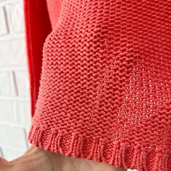 Lightweight Coral Knit High Low Cropped Drop Shoulder Sweater S - Picture 7 of 13